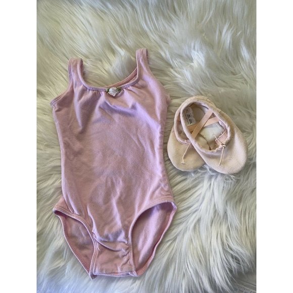 Koolen Girl's Dance Leotard Ballet Pink Size Small with Ballet Slippers 5" Set‎ - Picture 1 of 12